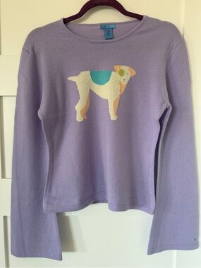 100% Cashmere Sweater MEDIUM Lavender Jack Russell Terrier Dog NWT